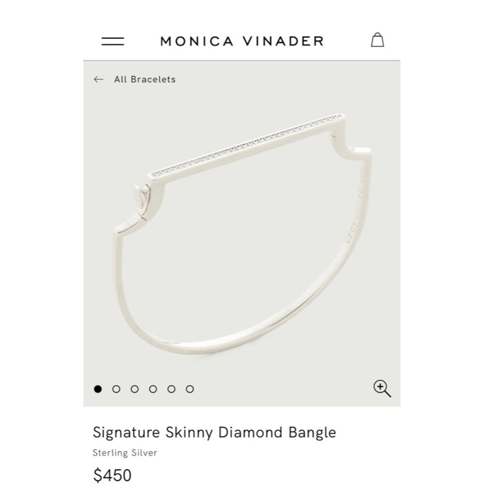 Monica Vinader Signature Diamond Bangle Skinny